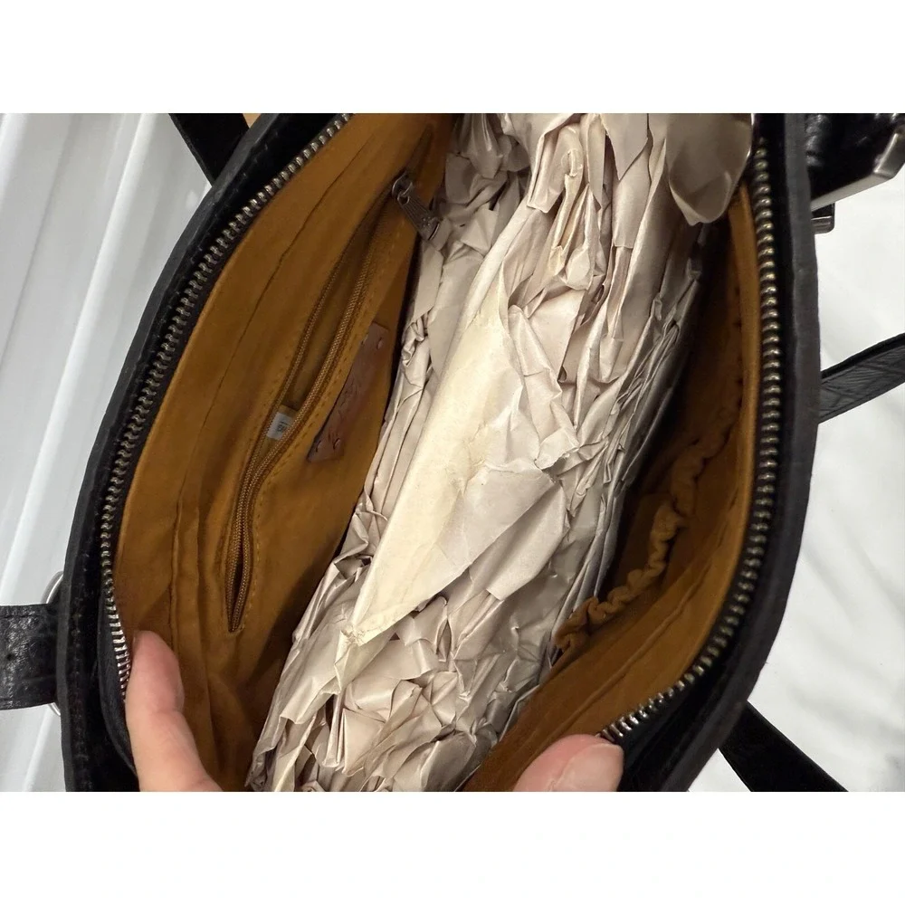 PATRICIA NASH Helmsley‎ Leather Satchel Handbag NWT BLACK  Croco Embossed